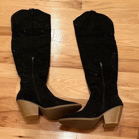 Shoes - Elegant Black Over the Knee Boots NWOT